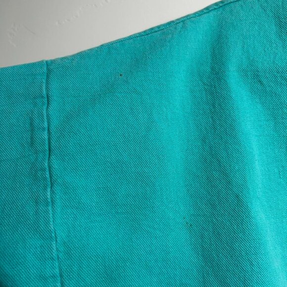 Turquoise blue Bonjour floral print sweatshirt one size 100% cotton made in USA - Picture 5 of 6